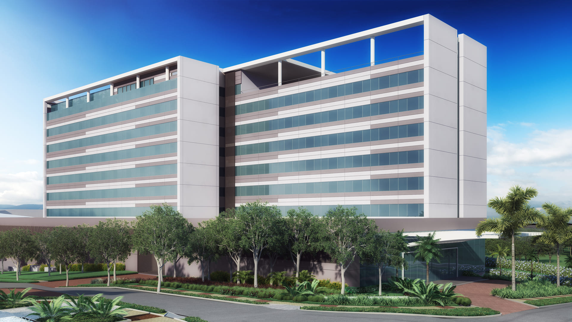 Perspectiva Ilustrada da fachada do Royal Palm Tower